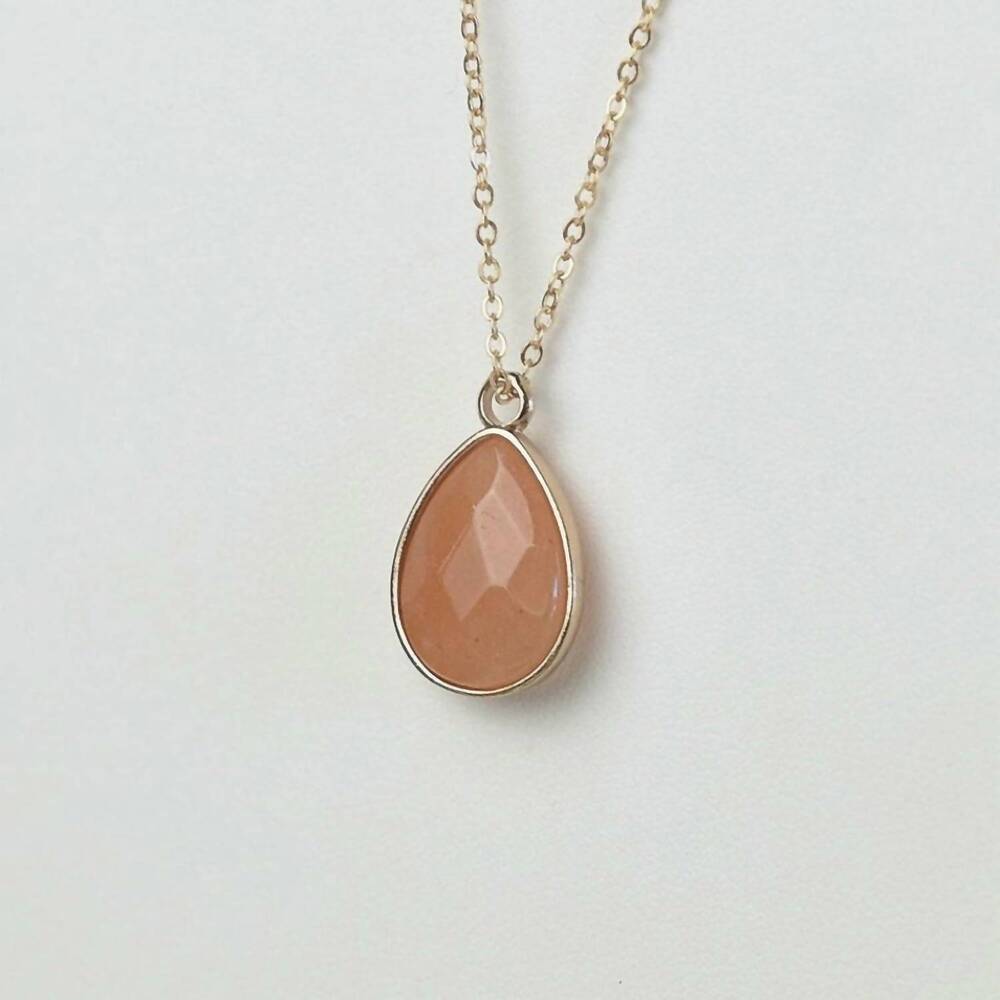 NEW LAUREN LANE women's agate stone teardrop pendant layering necklace in honey